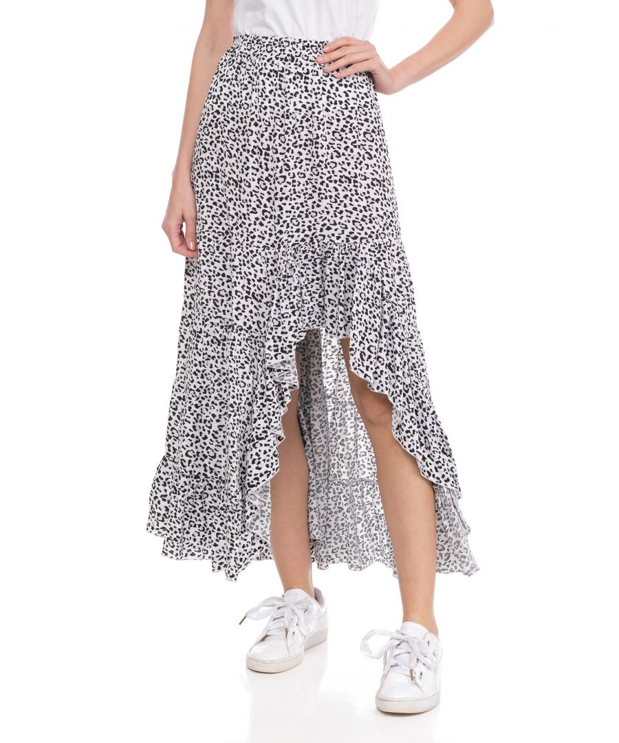 Image for High-low animal print skirt with ruffles