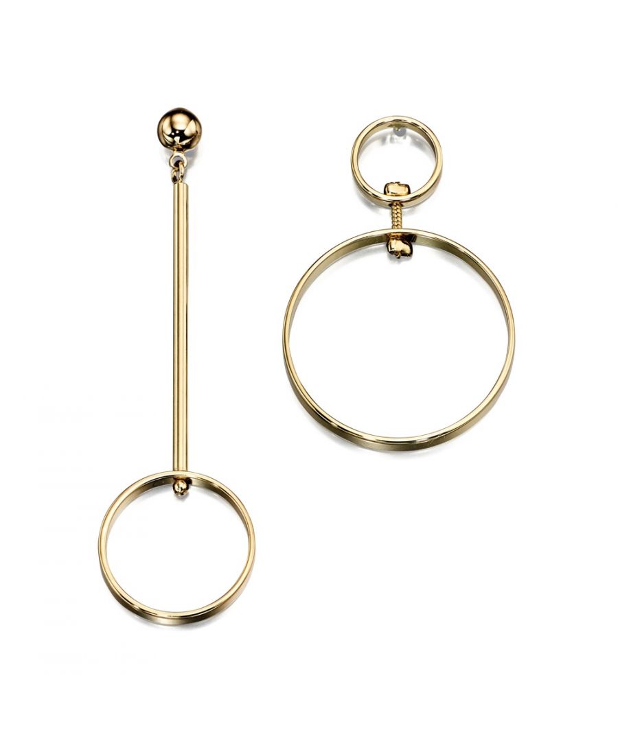 Image for Fiorelli Fashion Gold Plated Open Circle Mismatch Asymmetric Earrings