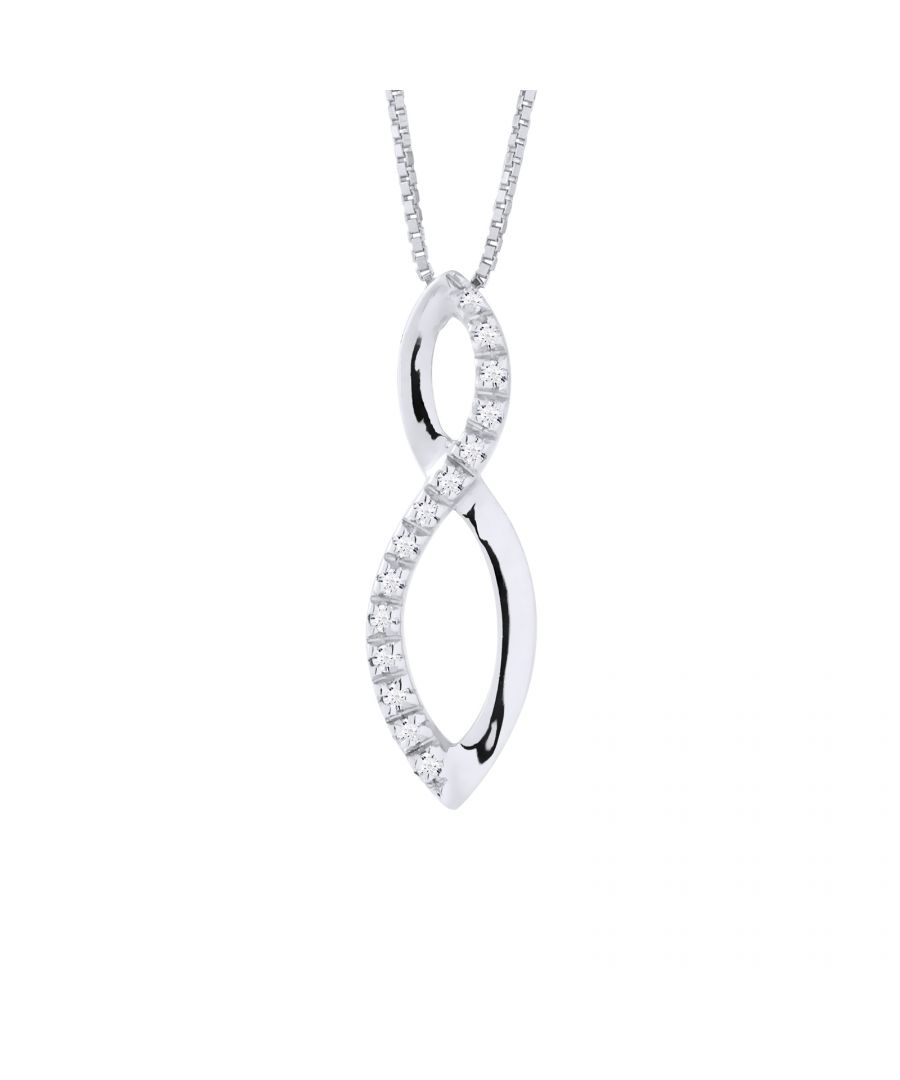 Necklace Infinity Diamonds 0,08 Cts - White Gold - HSI Quality - Length 42 cm, 16,5 in - Our jewellery is made in France and will be delivered in a gift box accompanied by a Certificate of Authenticity and International Warranty