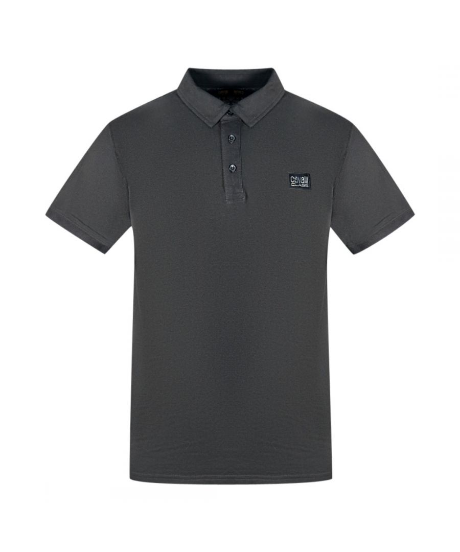 Cavalli Class Patch Logo Black Polo Shirt. Look your best in this Cavalli class polo shirt. It features a black patch logo and classic Cavalli design, making it perfect for your everyday wardrobe. Crafted with a stretch fit for easy movement, this shirt is made from 75% cotton, 23% polyester and 2% elastane for superior comfort. Fits true to size.. Black Patch Logo, Short Sleeves, Cavalli Class Black Shirt. Stretch Fit 75% Cotton, 23% Polyester 2% Elastane. Regular Fit, Fits True To Size. QXT64V KB002 05051