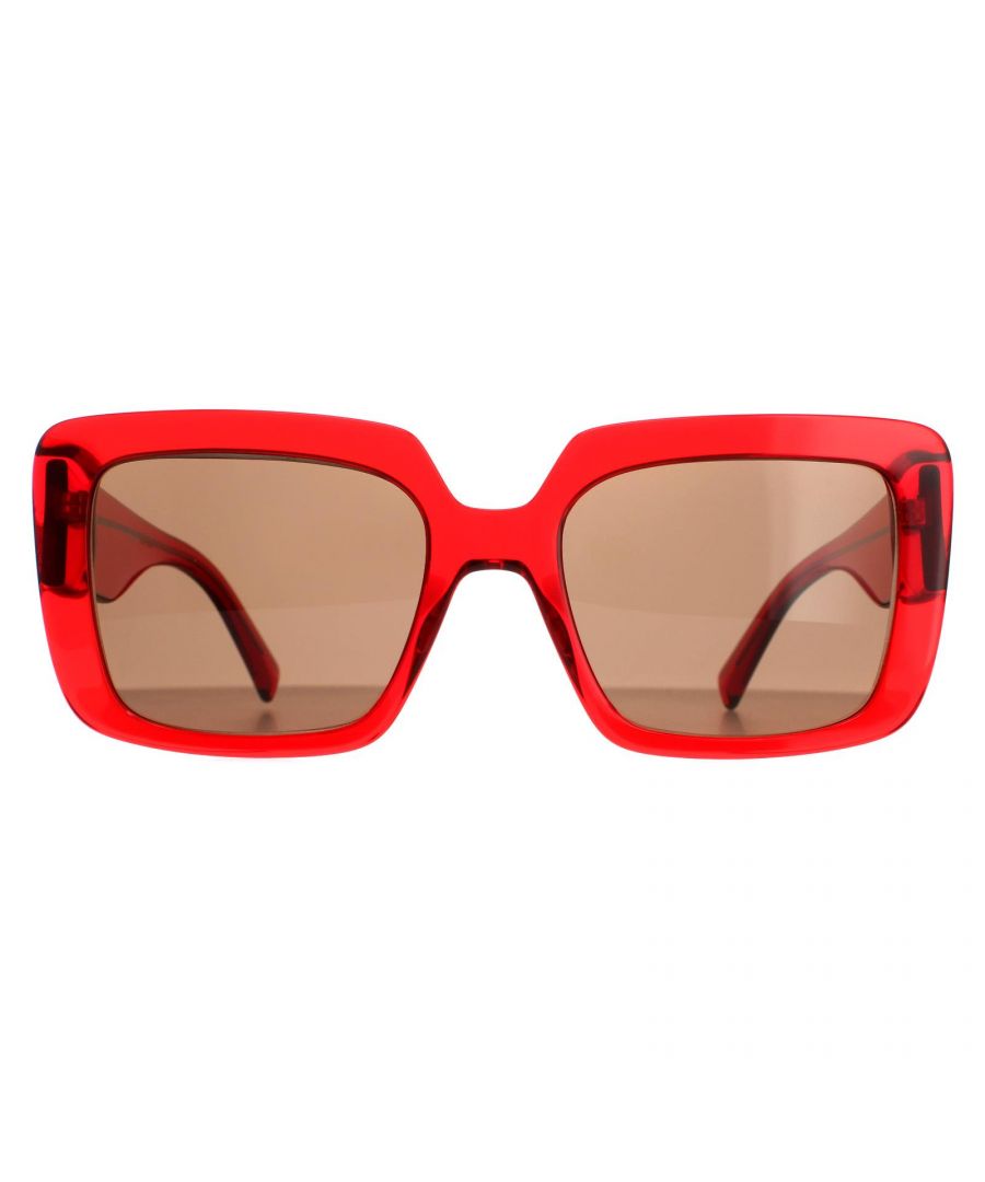 Versace Square Womens Transparent Red Dark Brown VE4384B Sunglasses Versace are a diva inspired square shape design with a bold bevelled profile and wide temples. A large 3D Swarovski crystal Medusa surrounded by hand crafted metal and 16 small crystals adorns the temples for a stand out dazzling look.