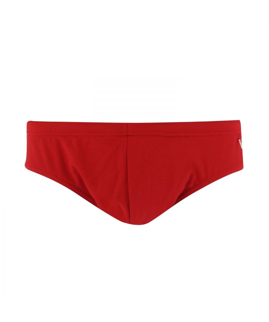 Armani Mens Knitted Swim Briefs in Red - Size Large