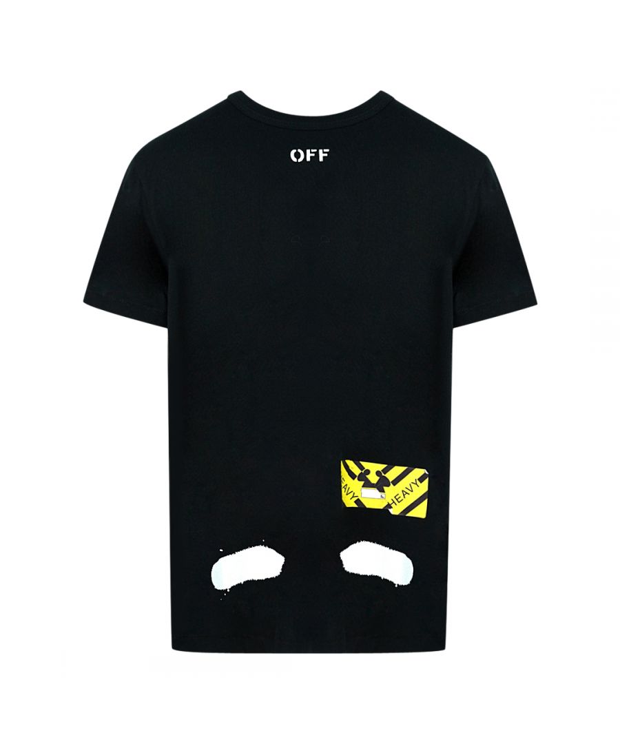 Off-White Diag Spray Black T-Shirt. Off-White Black Tee. Off-White Logo Front Chest. Crew Neck, Short Sleeves. 100% Cotton, Made In Portugal. Style Code: OMAA002S171850131001