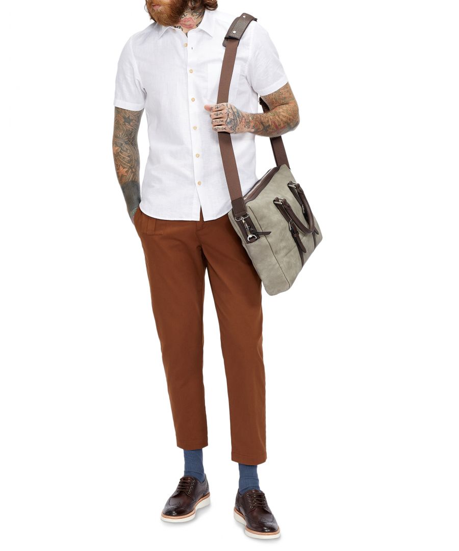 Short-Sleeved Plain Linen Shirt