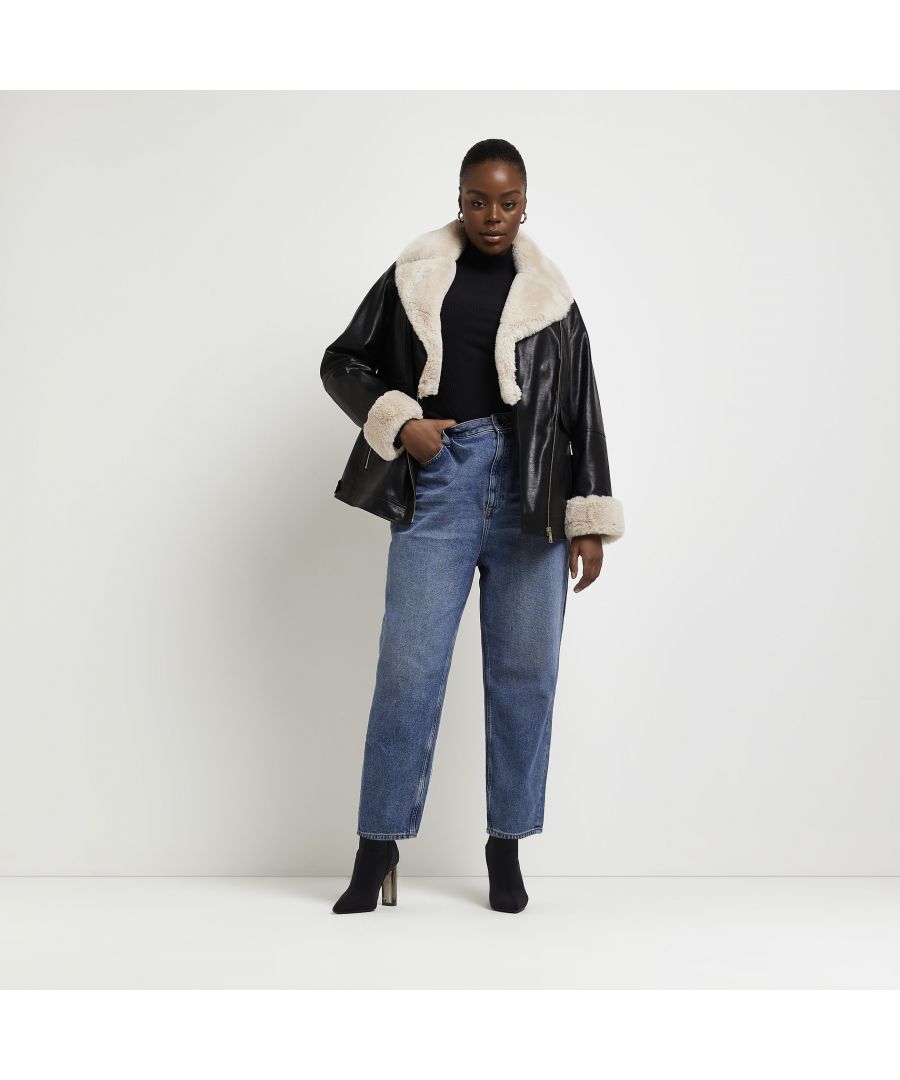 > Brand: River Island> Department: Women> Type: Jacket> Style: Biker> Material Composition: 100% Polyurethane> Outer Shell Material: Polyurethane> Size Type: Regular> Fit: Regular> Closure: Zip> Pattern: No Pattern> Occasion: Casual> Season: AW22> Jacket/Coat Length: Mid-Length
