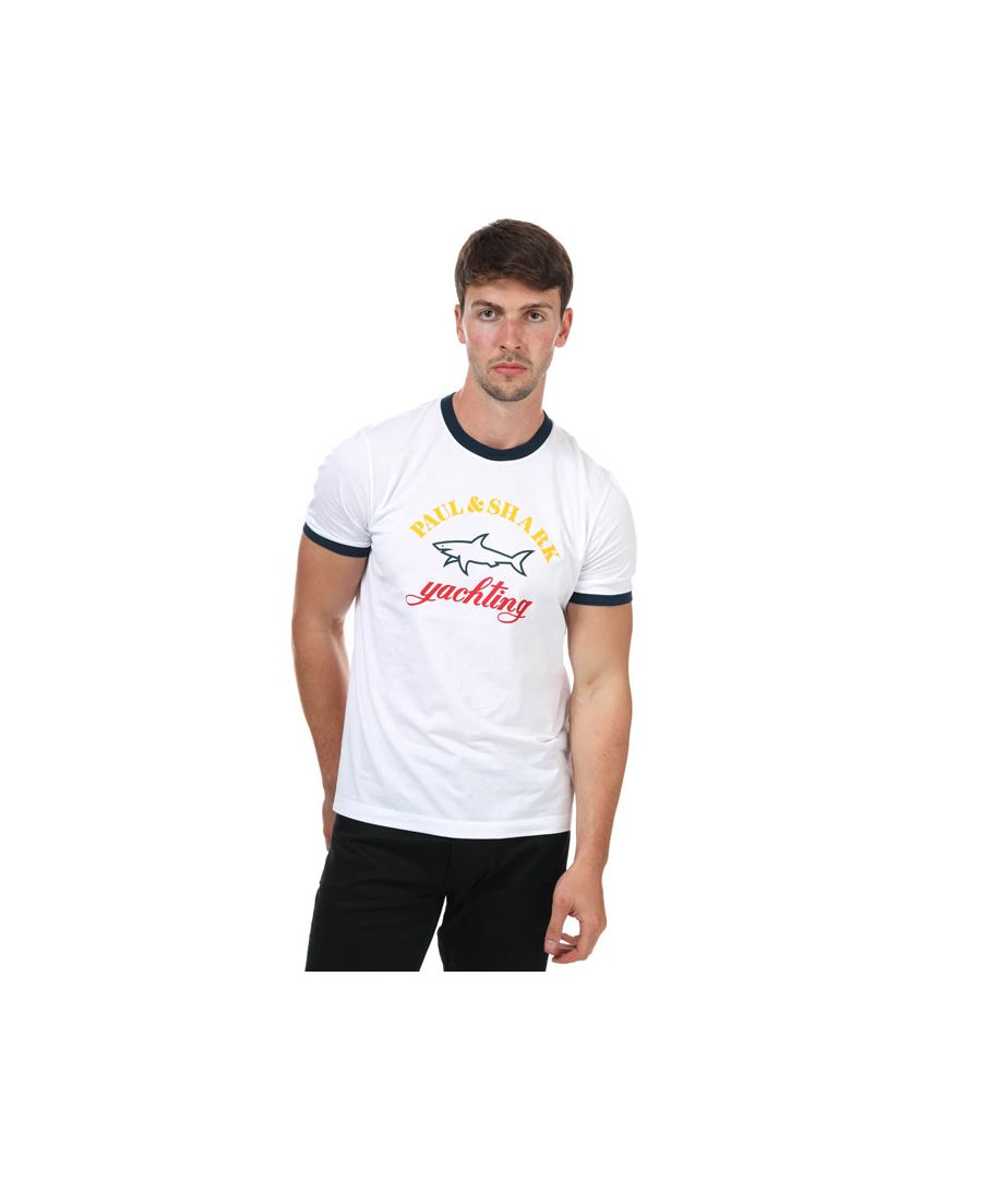 Wit Paul and Shark Yachting Logo-T-shirt voor heren