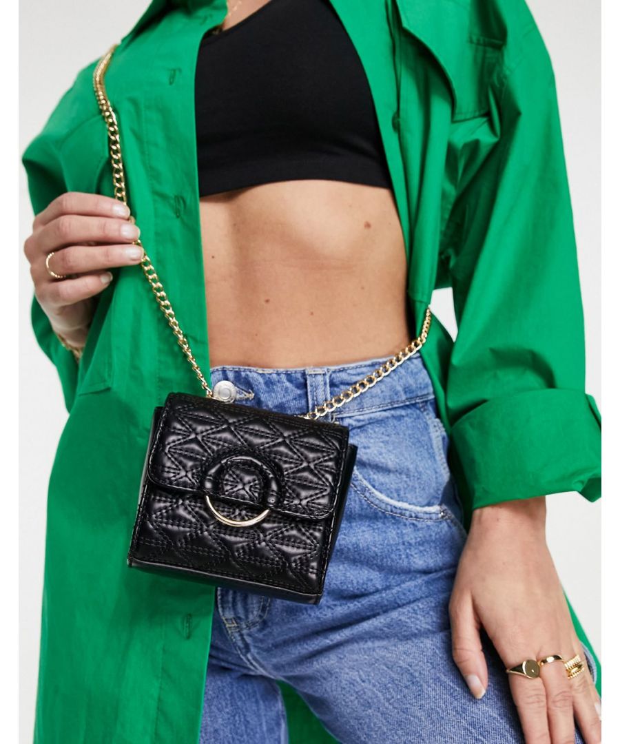 Valentino by Mario Valentino Ocarina black quilted cross body bag with  chain strap, ASOS