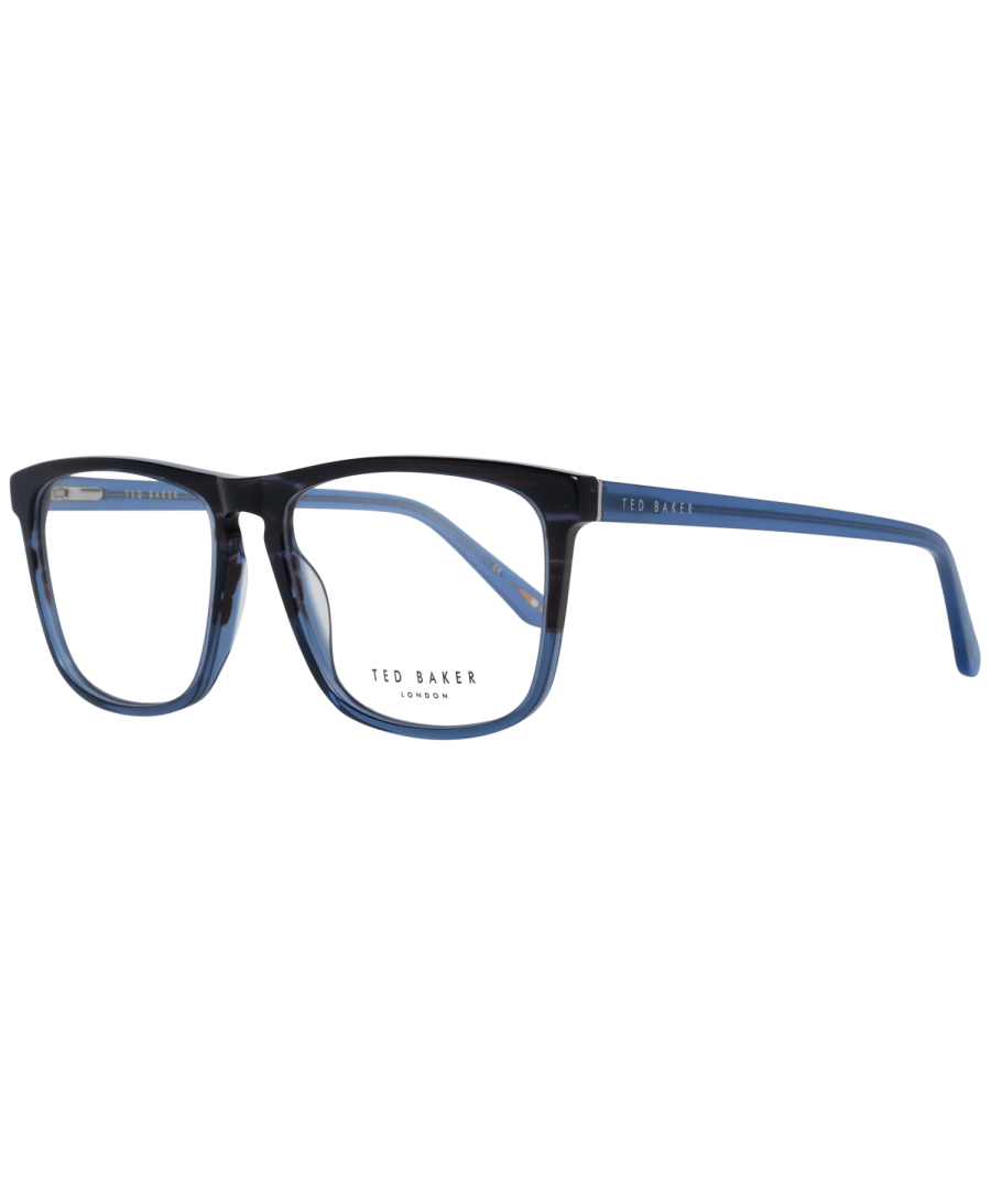 Ted Baker Rectangular Mens Blue TB8229 Cornell  Glasses are a modern rectangular style crafted from lightweight acetate. The one piece nose pads provide all day comfort. Ted Baker's logo is embedded into the slender temples for authenticity.
