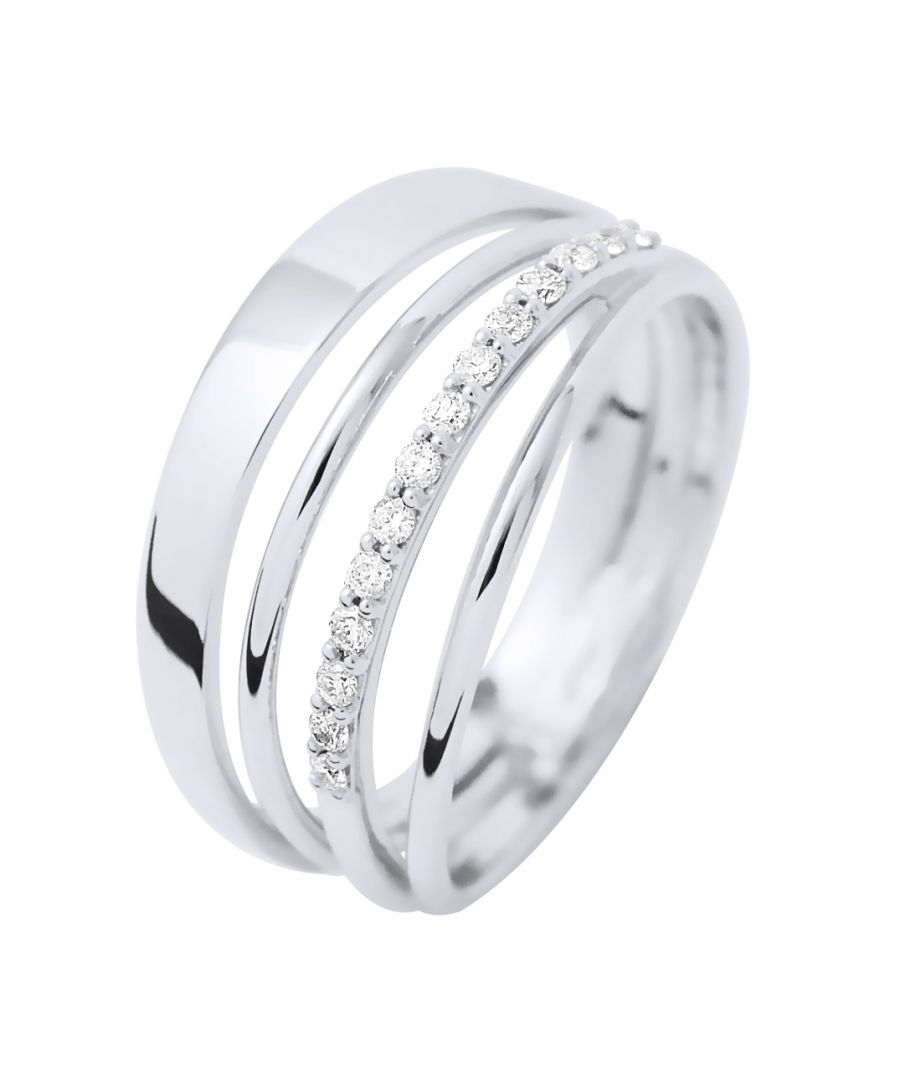 Ring Luxury - Diamonds 0,14 Cts - White Gold - Size available from 48 to 62 , I to U - Our jewellery is made in France and will be delivered in a gift box accompanied by a Certificate of Authenticity and International Warranty