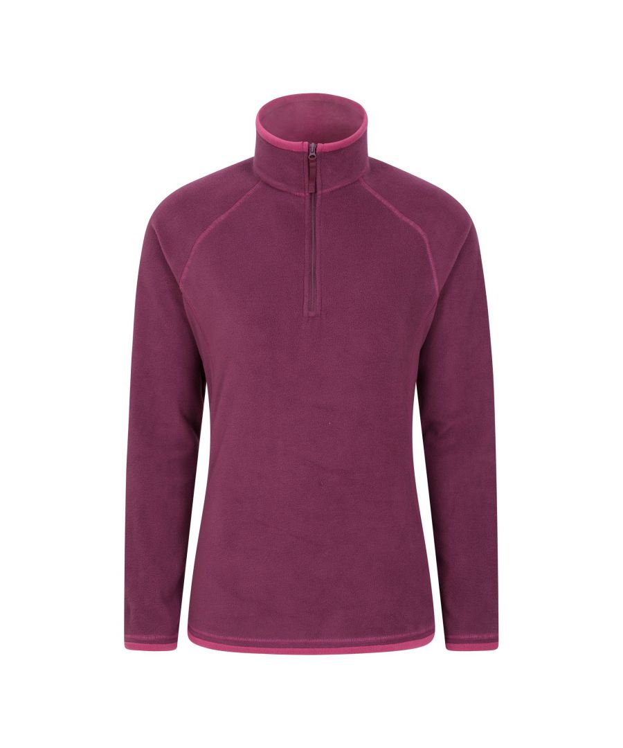 Mountain Warehouse Womens/Ladies Montana Half Zip Fleece Top (Berry) - Size 12 UK - Secret Sales