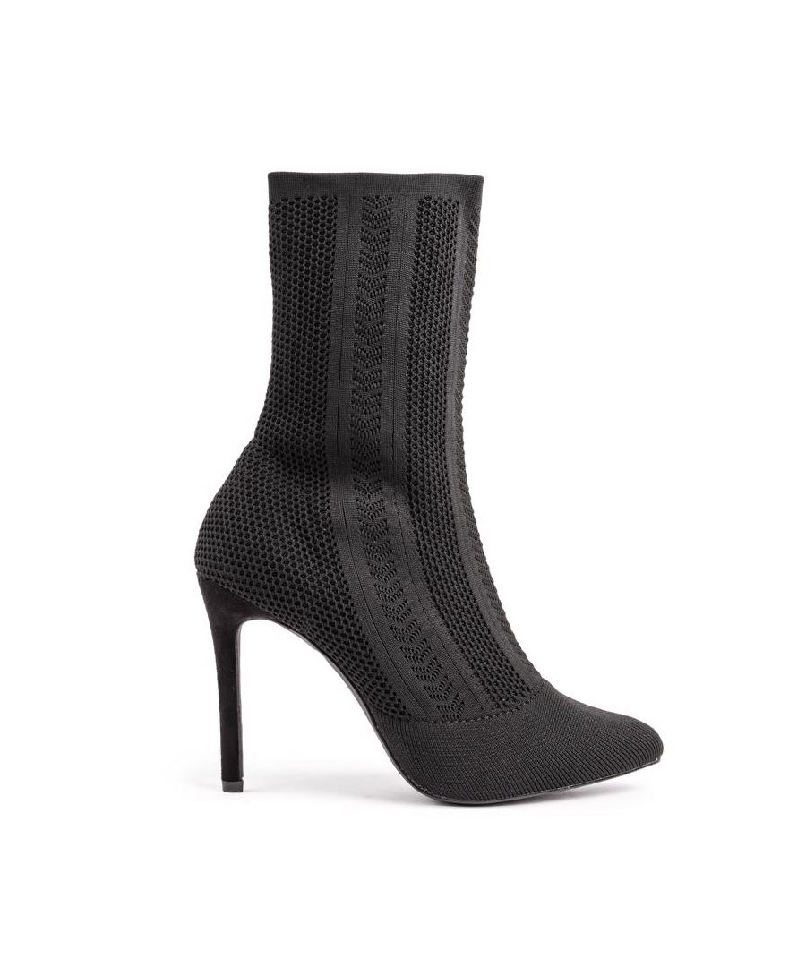 Women's Black Solesister Celine Stretch High Heeled Boots With A Fine Stretch Upper And An Elegant High Heel. They Have A Pointed Toe And Are Ready To Impress On A Night Out Or Your Next Party.