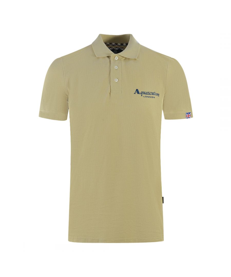 Aquascutum Mens London 1851 Beige Polo Shirt - Size Large