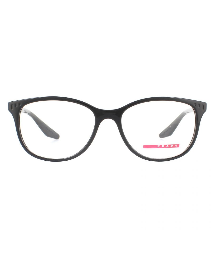 Prada Sport Glasses Frames PS03LV 1AB1O1 Black Men  are a stylish rectangular shape crafted from lightweight plastic. The slender temples feature the red Prada Sport logo for instant brand authenticity.