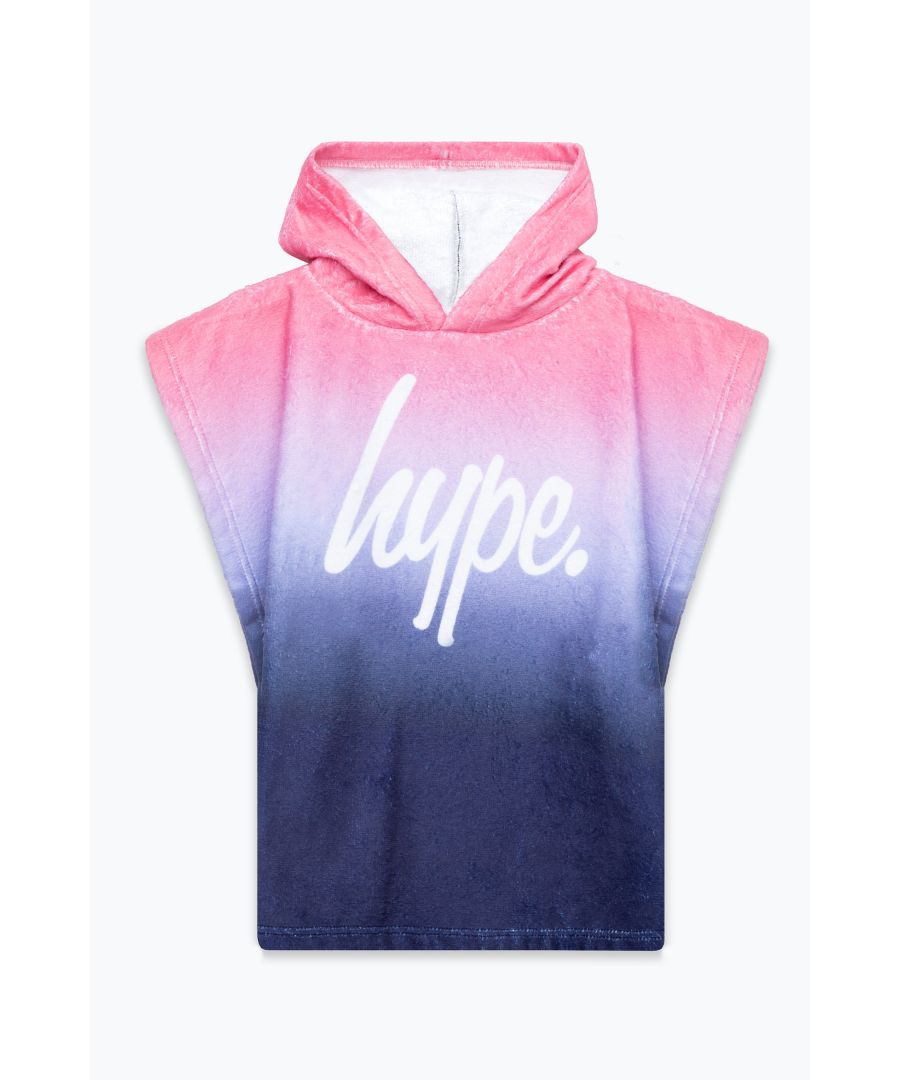 Stay safe from the sun this Summer with the HYPE. Girls Pink Fade Cover Up. Designed in a 100% polyester fabric base for ultimate comfort, boasting a hood, all-over pink fade design, and the iconic HYPE. script logo. Wear over a matching swimsuit and a pair of HYPE. sunglasses to complete the look. Machine wash at 30 degrees. 