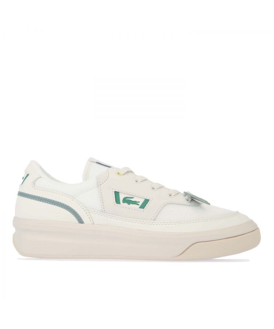 Mens Lacoste G80 Arc Trainers in white grey.- Leather upper.- Lace up fastening.- Mesh underlays.- Heritage-informed crocodile branding on the quarter and heel.- A branded lace tag draws the eye.- PU midsole.- Rubber outsole.- Leather upper  Textile and Synthetic lining  Synthetic sole.- Ref: 742SMA00835A6