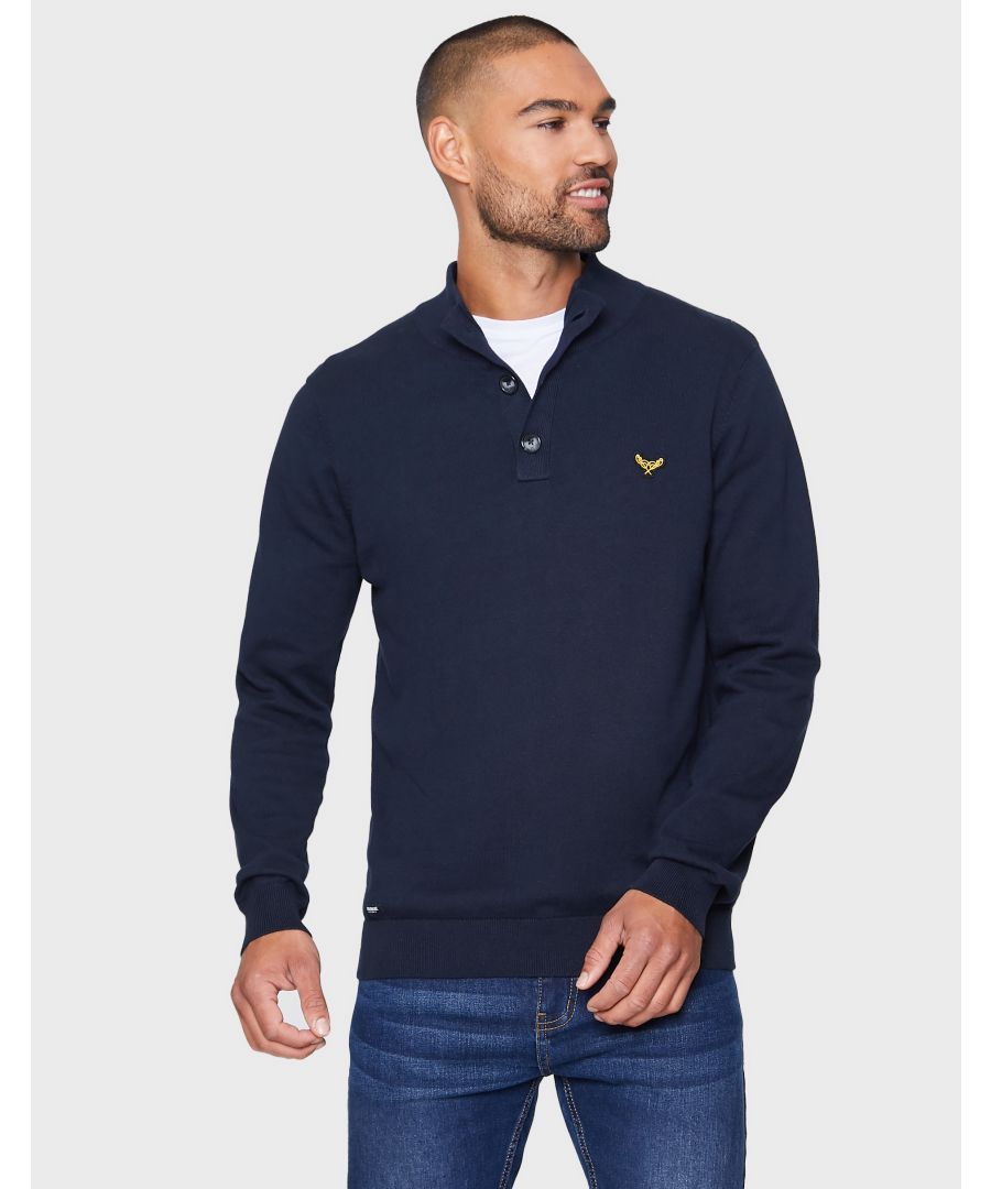 This cotton jumper from Threadbare features ribbed funnel neck with button fastening, embroidered logo on chest and ribbed cuffs and hem. Great to have on hand for layering this season. Other colours and similar styles available.