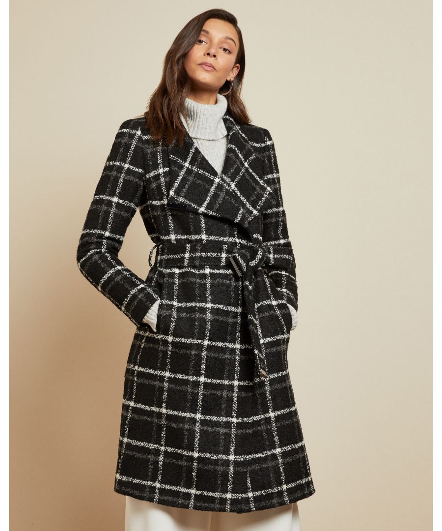 Image for Ted Baker Rosylin Wrap Check Belted Coat, Black