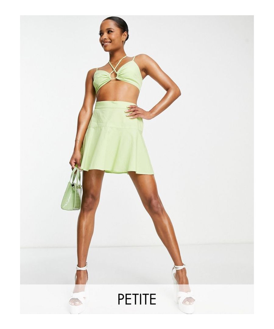 Petite skirt by Miss Selfridge Love at first scroll High rise Stretch-back waist Regular fit Sold By: Asos