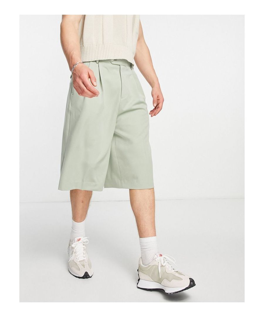 Shorts by ASOS DESIGN Add-to-bag material Belt loops Functional pockets Pleat details Cut longer than standard length Wide leg Sold By: Asos