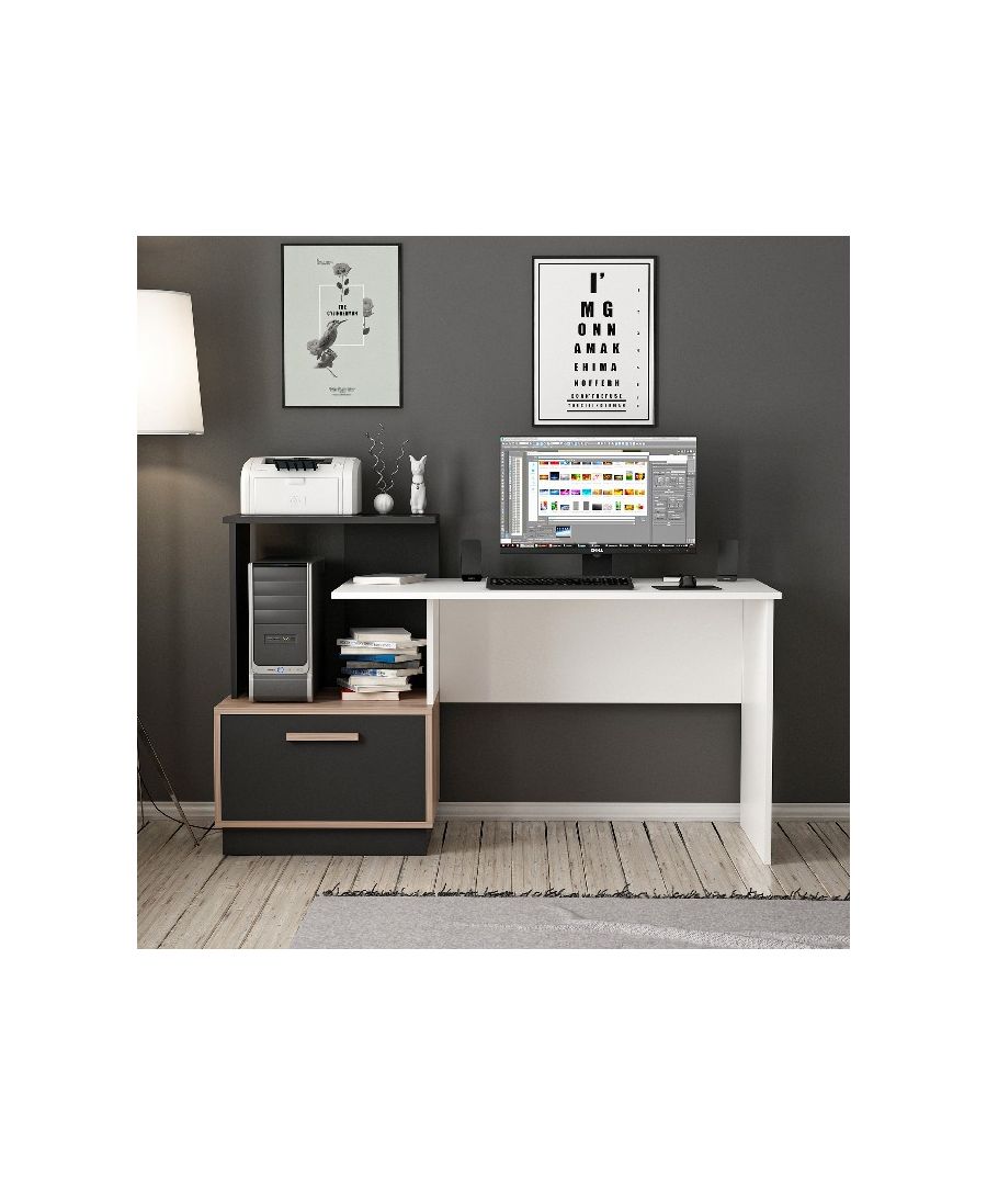 Image for HOMEMANIA Milas Desk, in White, Walnut, Black