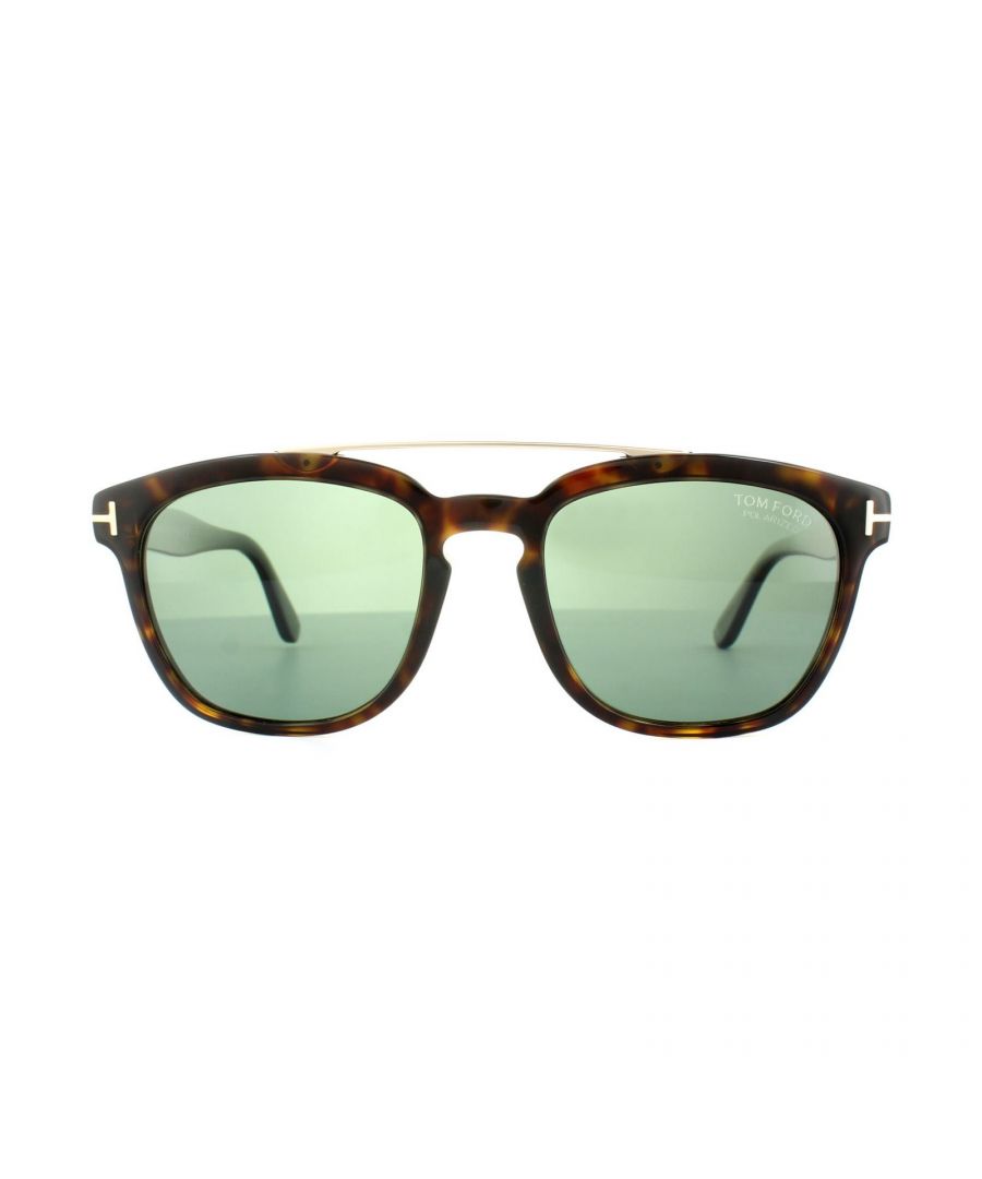 Tom Ford Womens Sunglasses 0516 Holt 52R Dark Havana Green Polarized - Brown - One Size