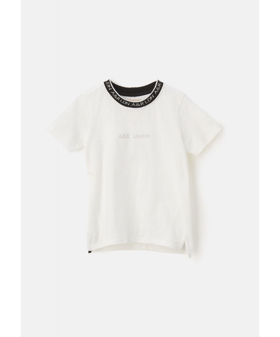 Keeping it laid-back? Opt for this   branded T-shirt. AR logo neck rib and panel seam detail. Super soft cotton jersey it's a perfect spring wardrobe staple. Angel & Rocket cares - made with Fairtrade cotton Colour:   100% cotton Look after me: Think planet. wash at 30c.