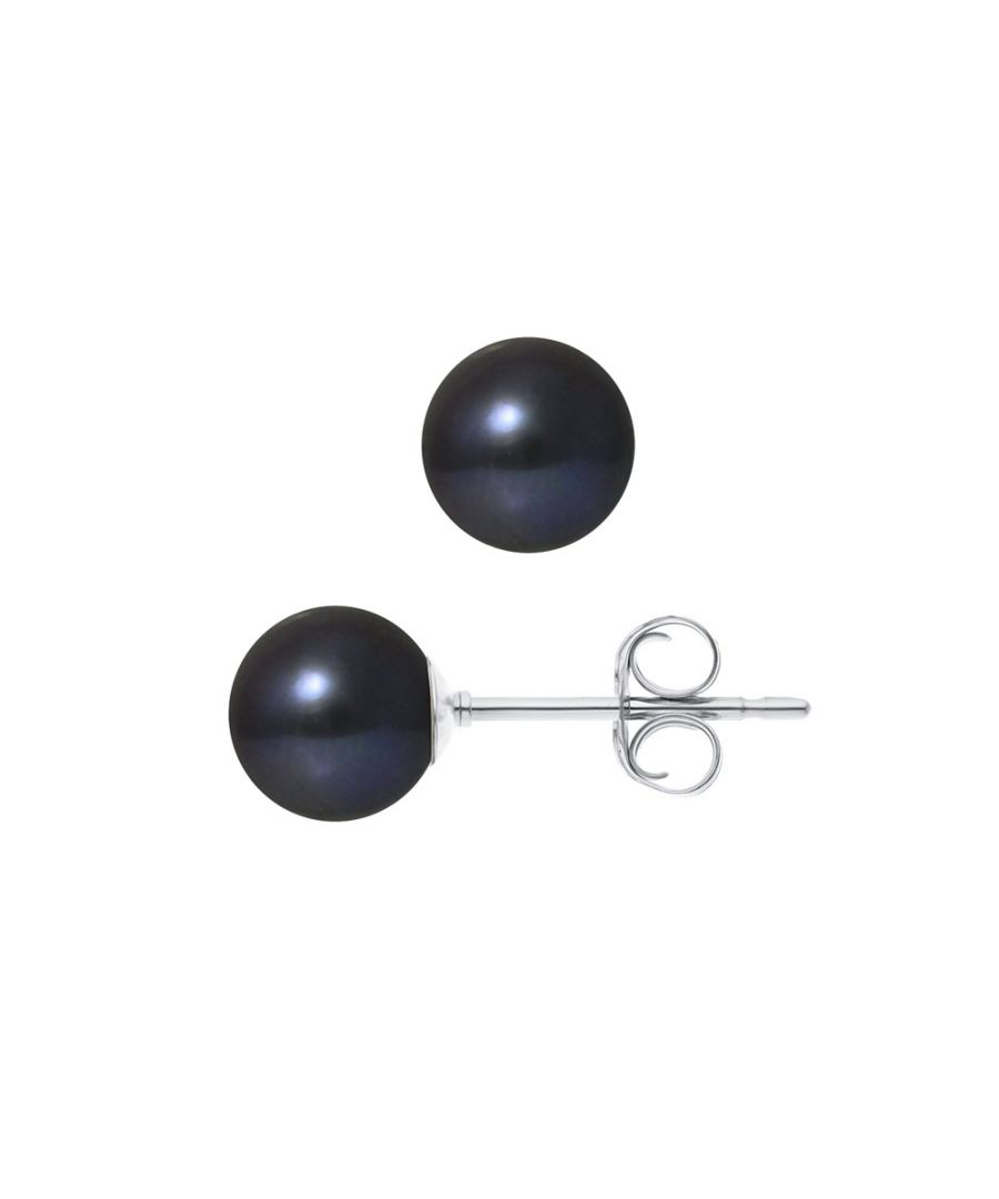 Image for Black Freshwater Cultured Pearl Earrings and White Gold 375/1000