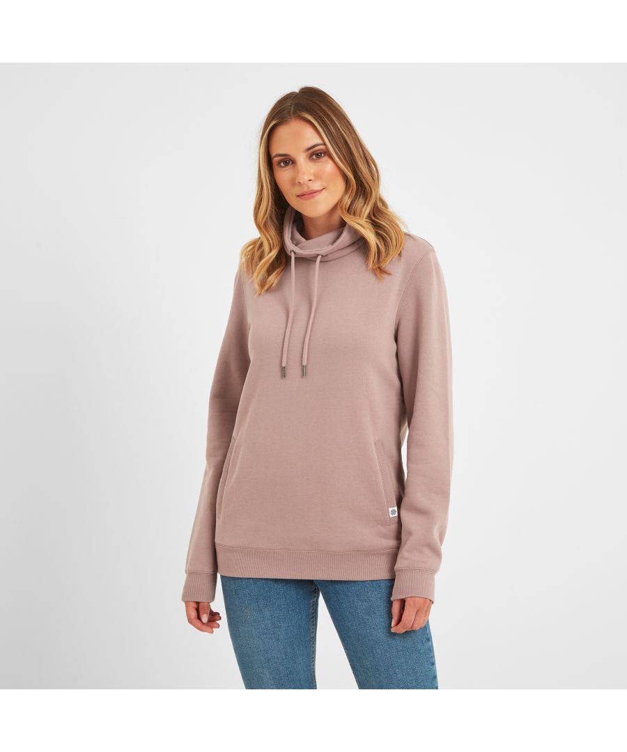 Super soft, cosy and enticing, our Abigail funnel neck sweatshirt feels as good on as it looks and is perfect for a brisk walk across the Yorkshire moors, meeting friends or snuggling up on the sofa. The inside is brushed so it feels extra soft against the skin and it has a soft, peach finish outside. The funnel neck drapes softly to feel cosy and is finished with chunky knitted drawcords, so you can adjust the fit to wear it your way. There is generous ribbing at the pocket edges, cuffs and hem, for cosiness and to help keep its shape for years to come. Designed in muted colours inspired by the Atlantic ocean, Abigail is finished with our signature small woven Yorkshire Rose label on the edge of the pocket.