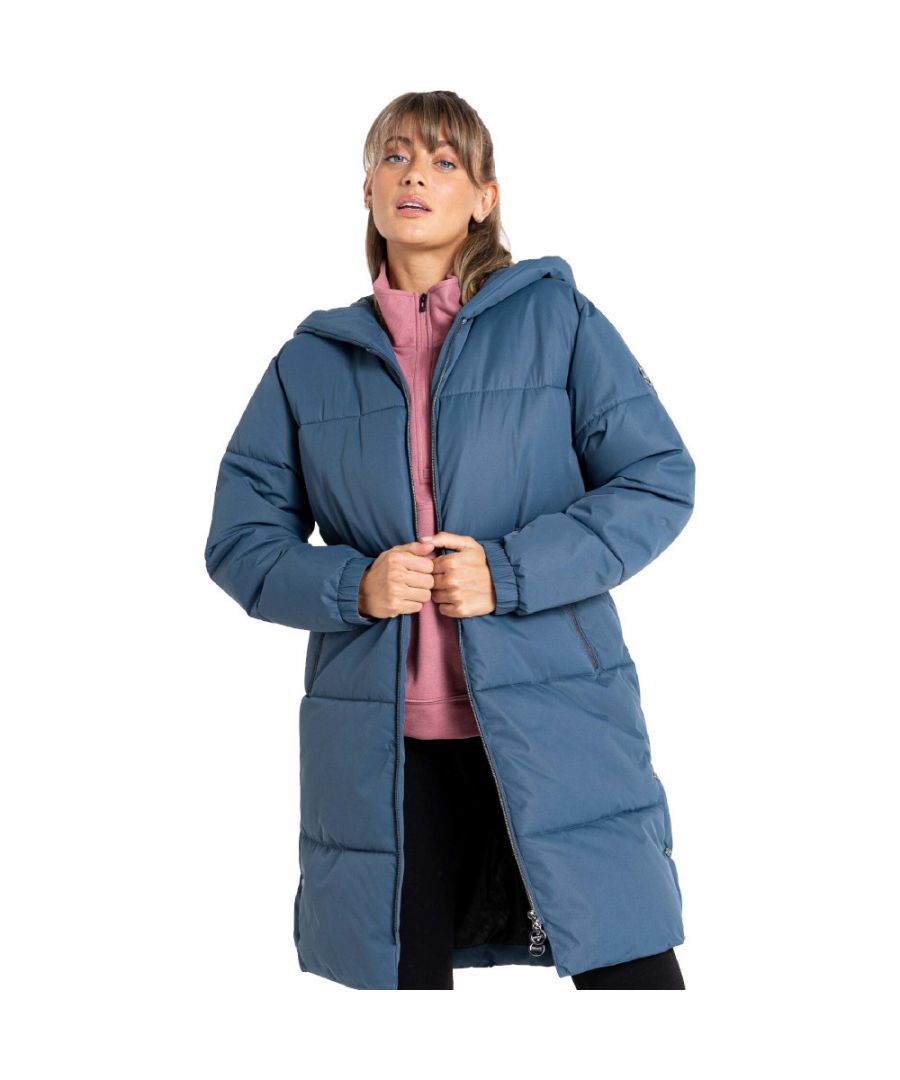Dare 2B Womens Indulgent Long Length Waterproof Padded Coat - Grey - Size 14 UK