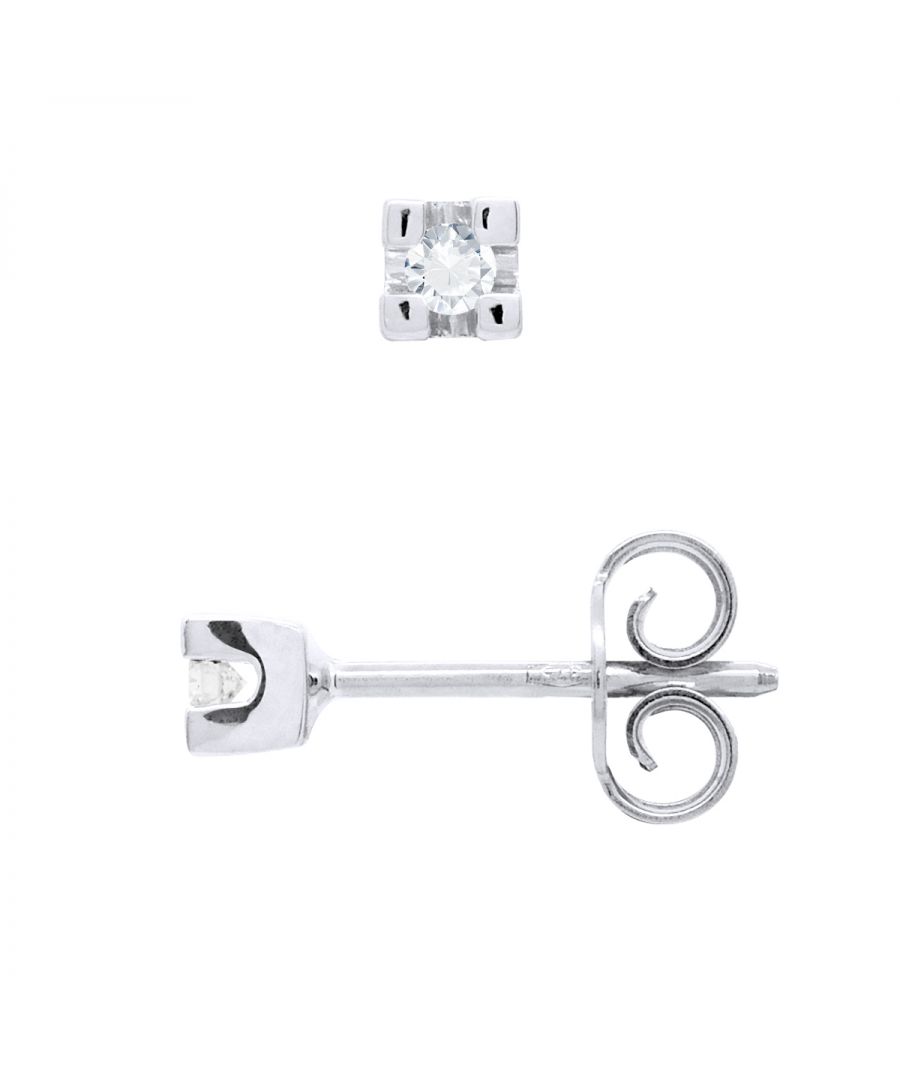 Earrings Solitaire Diamonds 0,06 Cts - HSI Quality - White Gold - Push System - Our jewellery is made in France and will be delivered in a gift box accompanied by a Certificate of Authenticity and International Warranty