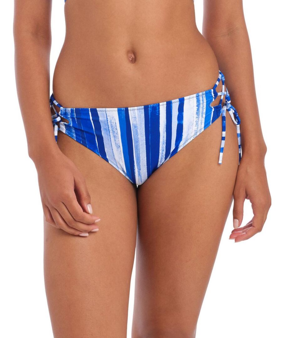 Freya Womens Bali Bay Tie Side Bikini Brief - Blue Polyamide - Size Small