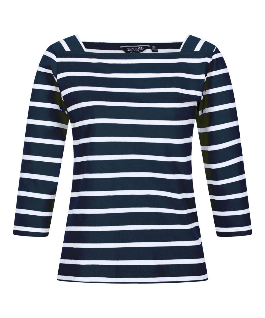 Image for Regatta Womens/Ladies Polexia Stripe T-Shirt (Navy/White)
