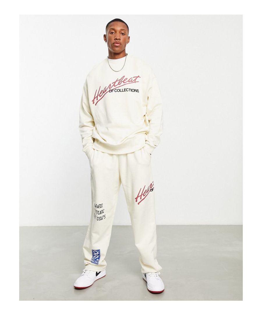 Hoodies & Sweatshirts by ASOS DESIGN Part of a co-ord set Joggers sold separately Crew neck Text print details Oversized fit Sold by Asos