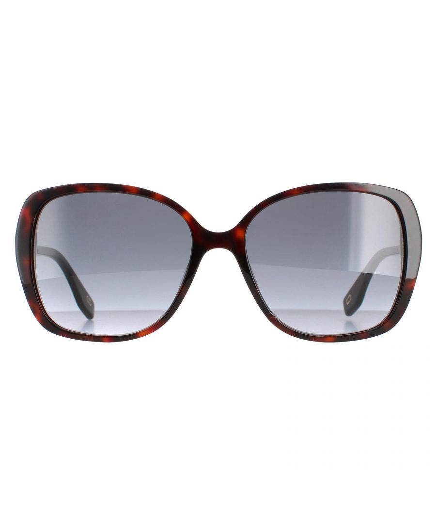 Marc Jacobs Butterfly Womens Dark Havana Grey MARC 304/S  Sunglasses are a gorgeous butterfly style with that classic oversized look and matching temple tips. High quality metal temples with the Marc Jacobs logo complete the contemporary design.