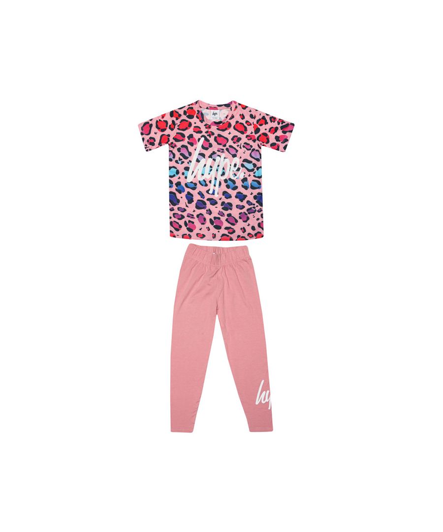 Image for Girl's Hype Junior Leopard T-Shirt & Legging Set in Pink