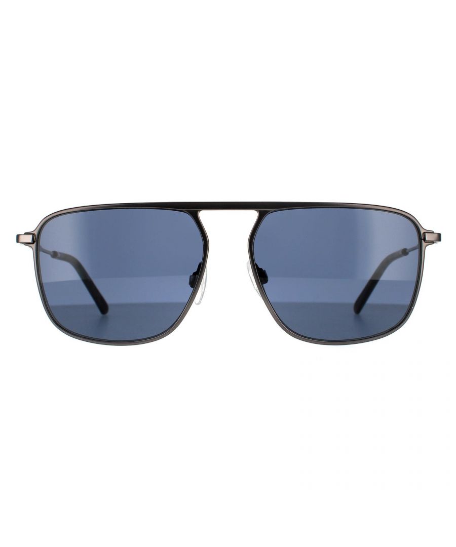 Image for Calvin Klein Aviator Mens Satin Gunmetal Blue Sunglasses