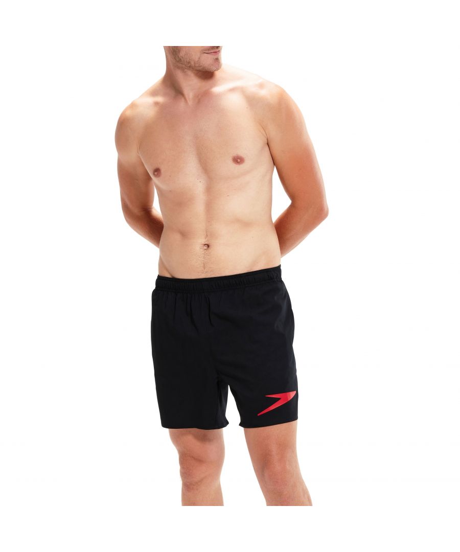 Speedo Mens Sports Solid 16 inch Water Shorts in Black Red - Size X-Small