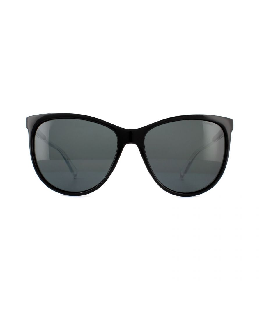 Polaroid zonnebrillen PLD 4058/s 807 M9 Zwart grijs gepolariseerd hebben een plastic frame in een kattenoogstijl en zijn ontworpen voor vrouwen. De gepolariseerde lenzen van Polaroid bieden een uitstekende verblinding voor een fantastische prijs.
