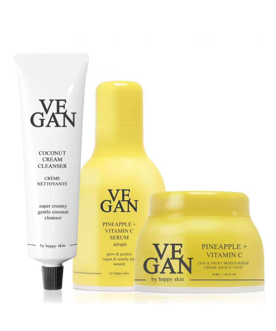 Image for Vegan By Happy Skin PINEAPPLE + VITAMIN C cream 50ml + PINEAPPLE + VITAMIN C serum 30ml + COCONUT Cream cleanser 150ml
