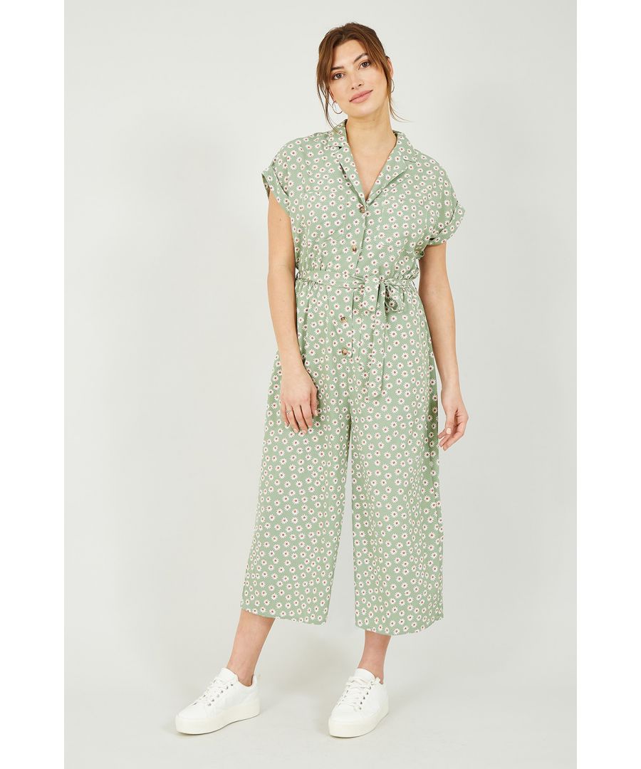 Image for Yumi Green Daisy Print Jumpsuit