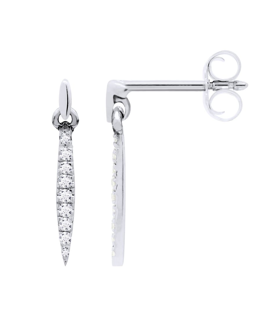 Earrings Drop - Diamonds 0.07 Cts - HSI Quality - White Gold - Push System - Our jewellery is made in France and will be delivered in a gift box accompanied by a Certificate of Authenticity and International Warranty