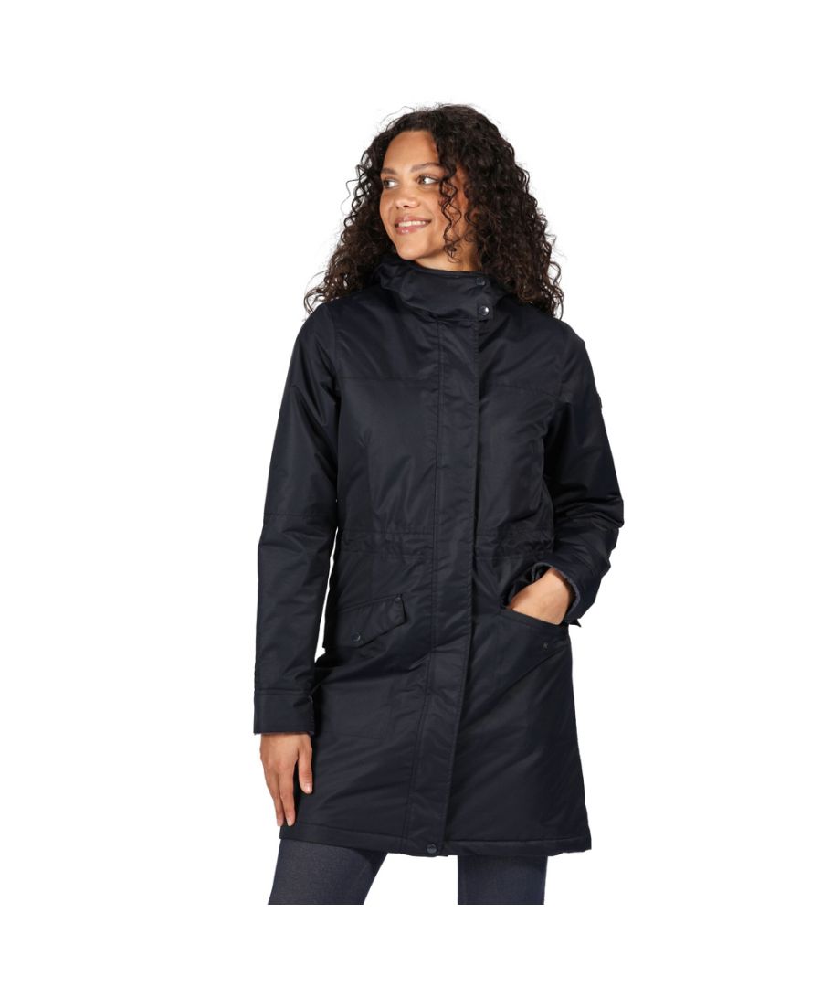 Waterproof and breathable Isotex 5000 100% polyester coated taslan fabric. Breathability rating 5,000g/m2/24hrs. Taped seams. Durable water repellent finish. Thermo-Guard insulation. 100% polyester taffeta lining. Internal security pocket. Luxurious faux fur lining to hood and facings. Grown on hood with shockcord adjustment system. 2 way centre front zip. Turn up cuffs with luxury fur trim. 2 Lower Pockets with flaps and branded snap fastening.