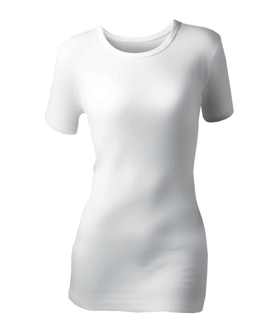 HEAT HOLDERS LADIES SHORT SLEEVE THERMAL TOPThis Ladies thermal top has a tog rating of 0.45, and is designed to keep you warm while you work or relax. The short sleeve top makes it convenient to wear underneath your clothes to stay extra warm.You won't experience any cold draughts with this top as it has a seamless, longer length body, perfect for you to tuck away.Available in sizes 8-22 UK. This top comes in Black and White. 53% Polyester, 47% Cotton. Machine Washable at 40. Do not Tumble Dry.Extra Product DetailsHeat Holders Ladies Short Sleeve Thermal TopTog Rating 0.45Short SleevesSeamless Longer Body LengthSoft Weave CottonSoft Brushed Inner LiningThermal PropertiesMachine Washable