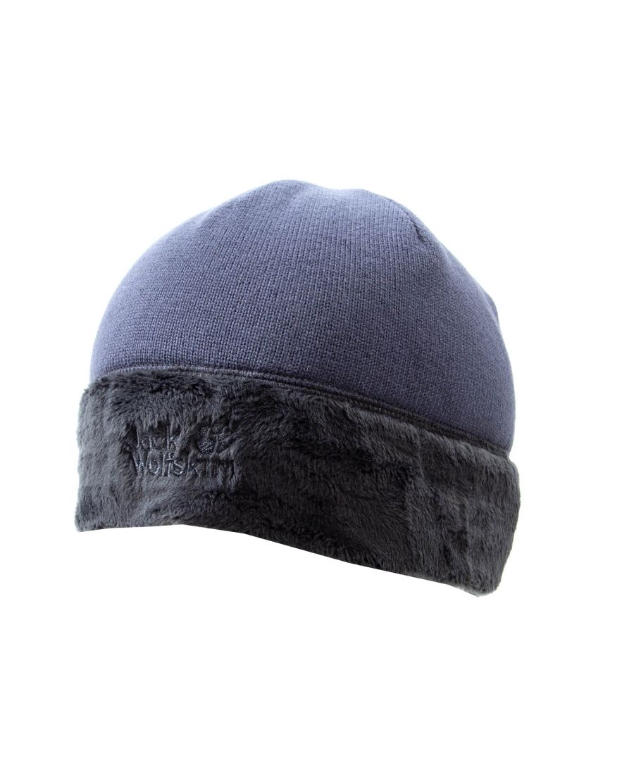 The Jack Wolfskin Lakeland Womens Beanie offers a mix of fur and knit for total winter warmth.  Made with a knitted top and added faux fur brim to keep your ears nice and warm.  Finished off with Jack Wolfskin embroidered logo detail to hem.  One Size.