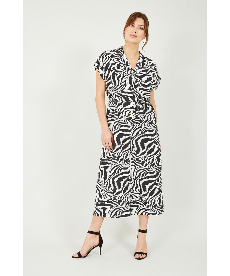 Image for Yumi Black Zebra Print Jumpsuit