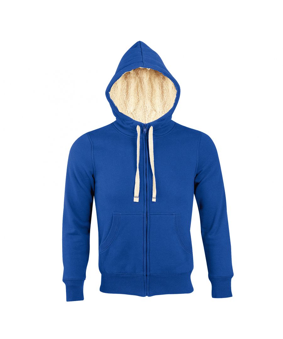 SOLS Mens Sherpa Unisex Zip-Up Hooded Sweatshirt / Hoodie (Royal Blue) - Size Medium