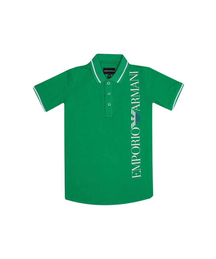 Image for Boy's Armani Junior Logo Polo Shirt in Green