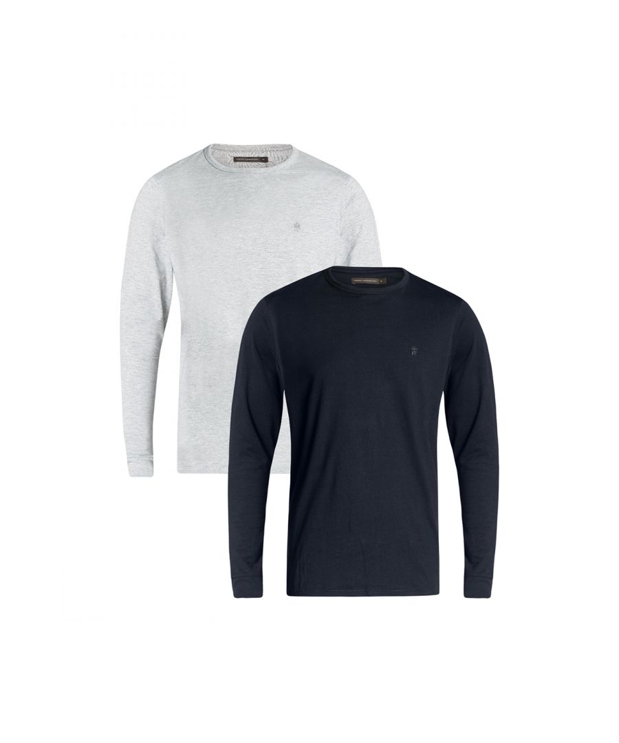 This two pack of long sleeve t-shirts from French Connection is a wardrobe staple. Features French Connection rubber logo and crew neck. Made from cotton and cotton blend fabrics to ensure high quality and comfortable wear.