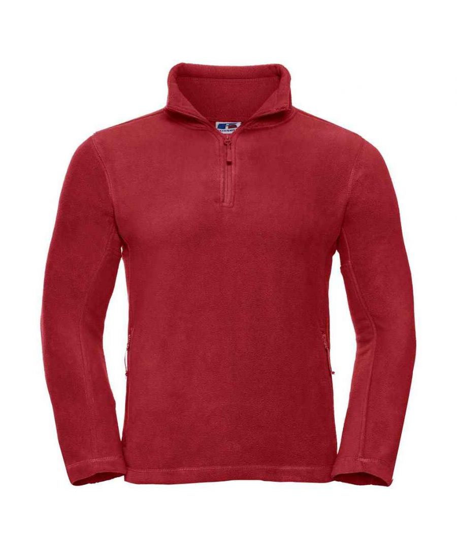 Russell Athletic Mens Zip Neck Outdoor Fleece Top (Classic Red) - Size X-Small