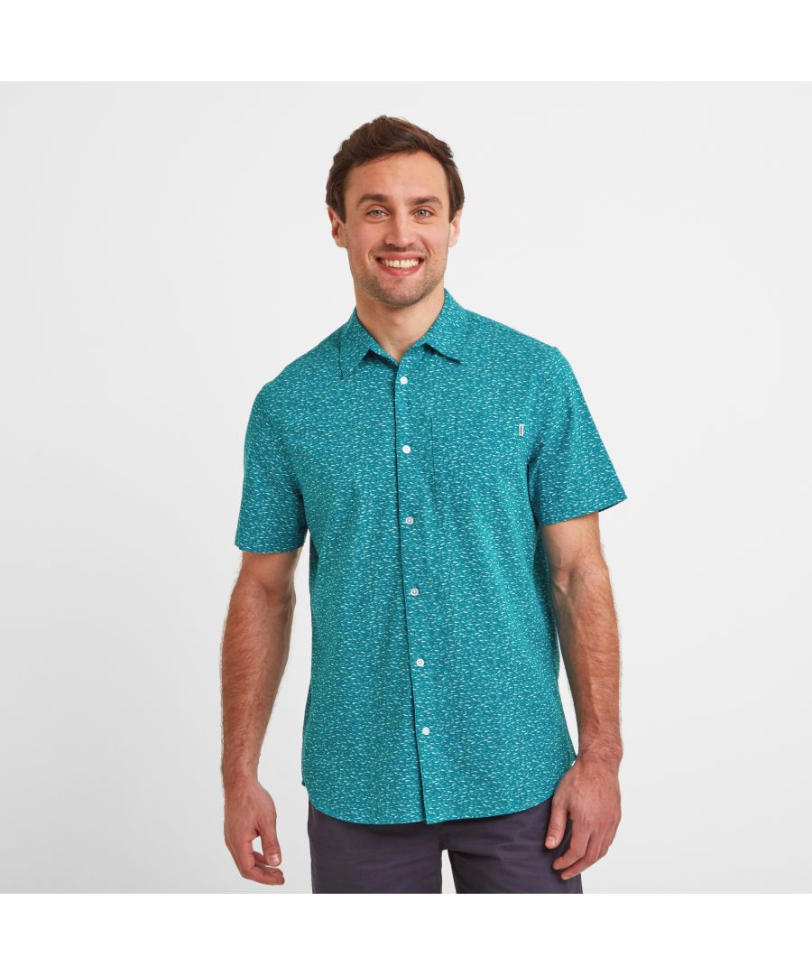 Image for Larry Mens S/S Shirt Pacific Blue Fish Print